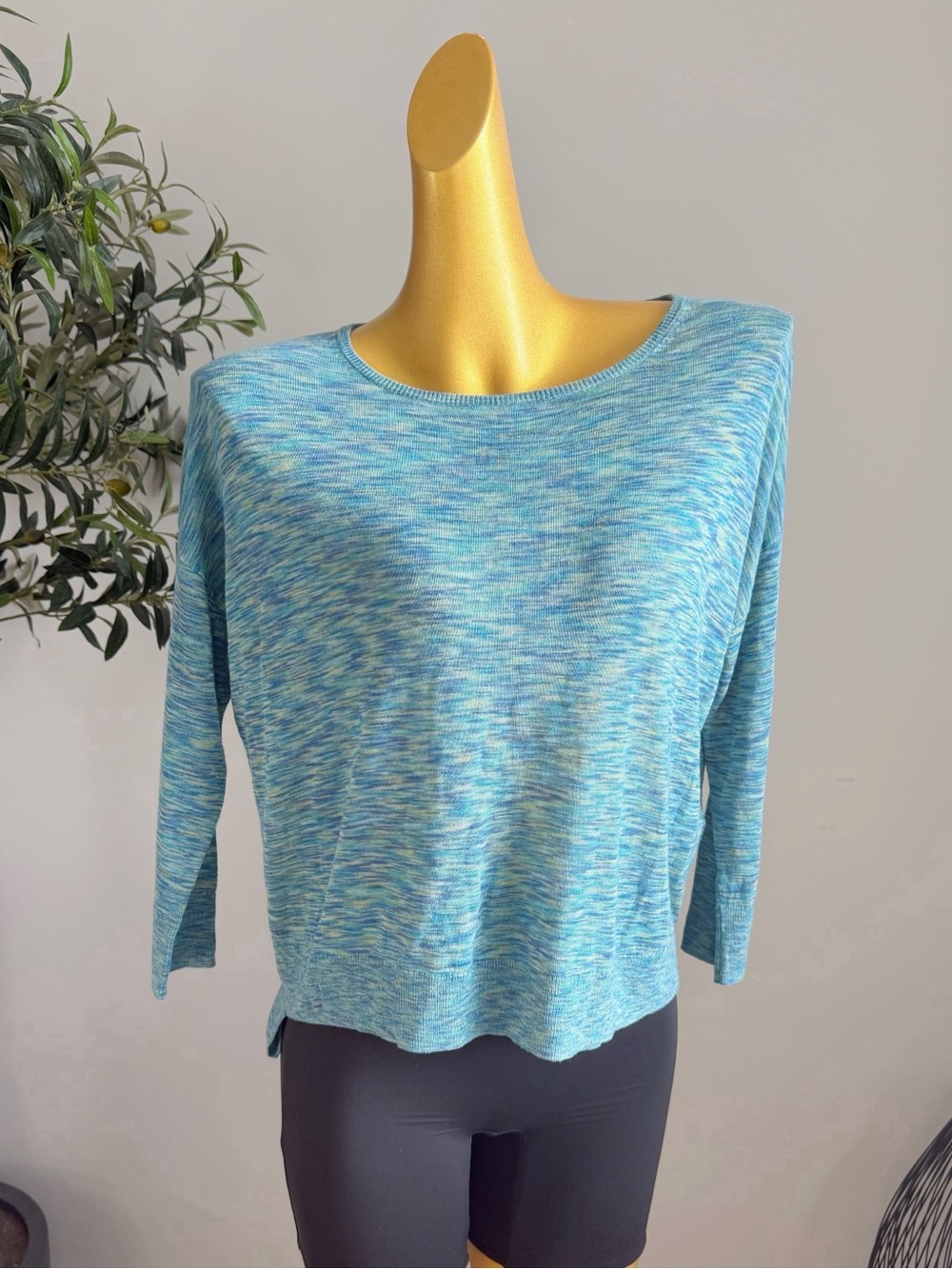 Wilfred Linen Blend Blue Green Marled Knit Sweater XS